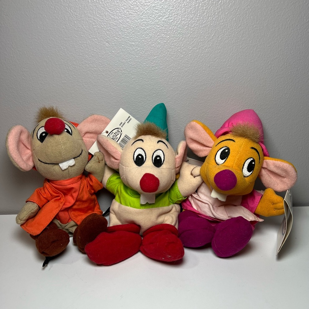 COPY - Retro 1996 Disney Store Cinderella Plush Mice - Gus, Jaq & Suzy ** with …